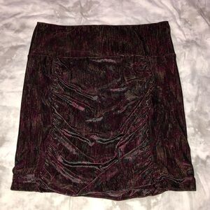 Free People Velvet Ruched Mini Skirt
